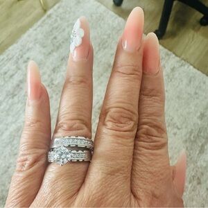 Sterling Silver 925 Marriage & Compromise Rings Zircon Stone 7.5 Sz. Love
